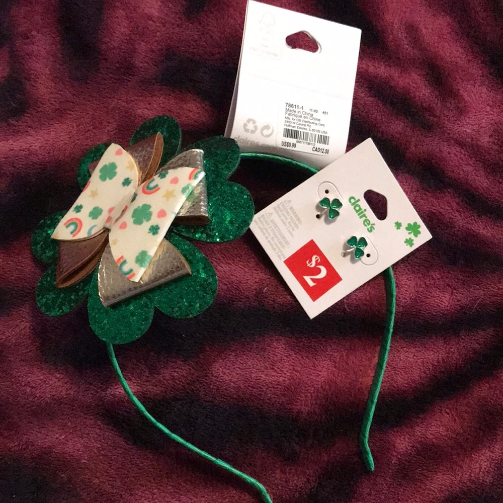 Claire’s brand new with tag headband and earrings